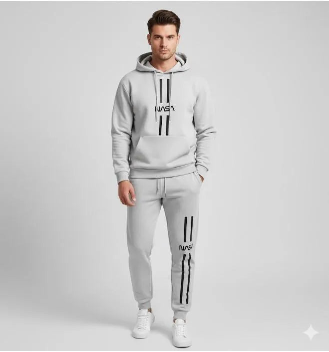 Men NASA Printed Grey Hoodie Track Suit Set.