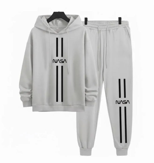 Men NASA Printed Grey Hoodie Track Suit Set.