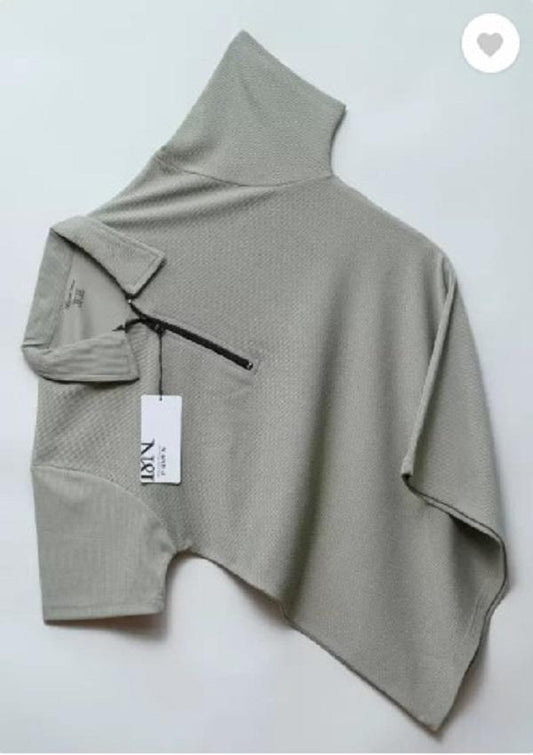 Men Cotton Plain Polo T-Shirt Grey Round Neck.