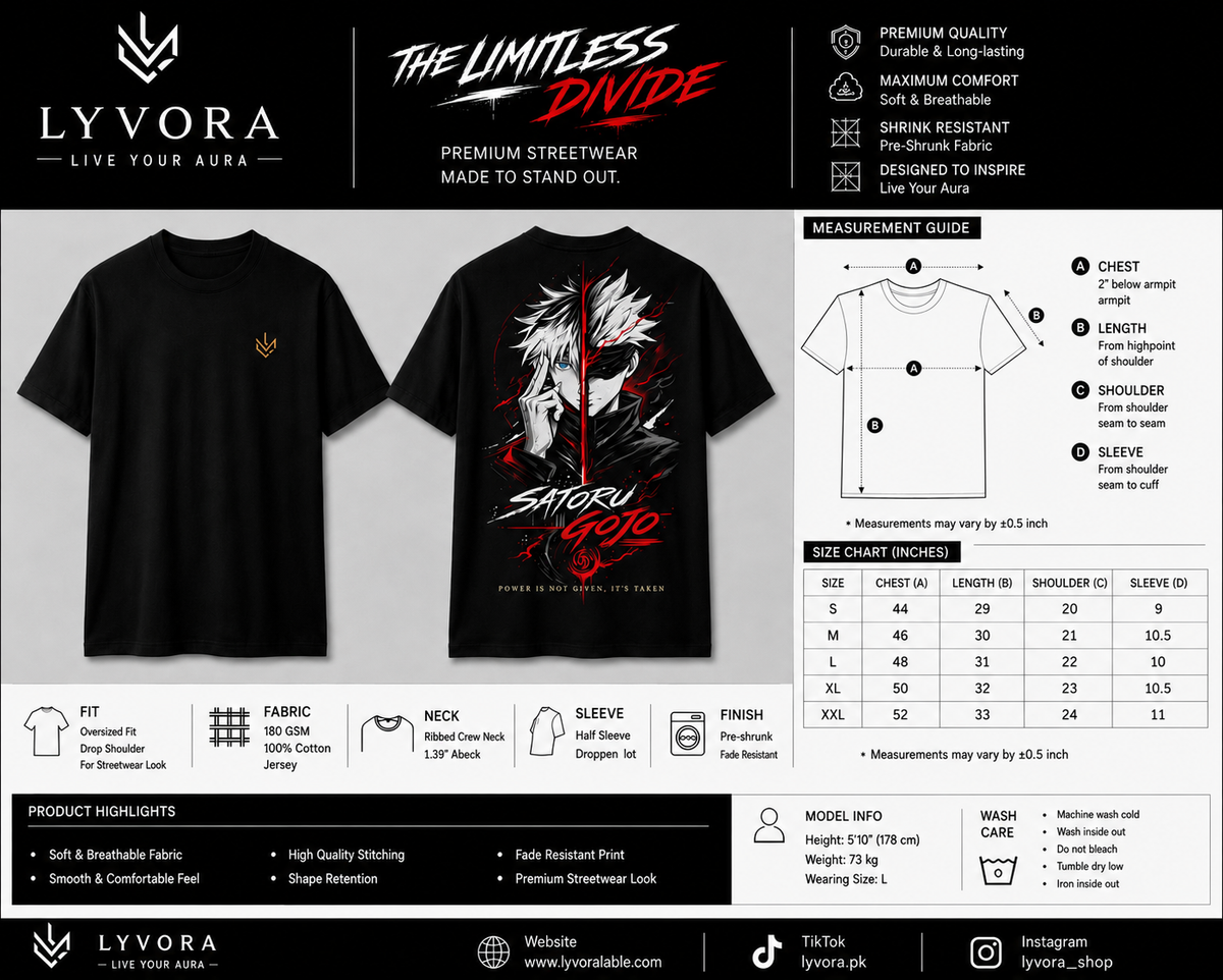 The Limitless Divide Gojo – Oversized T-Shirt by Lyvora.